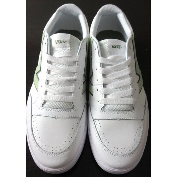 Vans Men\'s Lowland Cc Sport White Light Green Leather Skate Shoes Sizes NIB